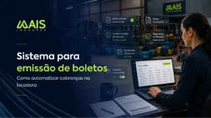 Tela de sistema para emissão de boletos automatizando cobranças e contas a receber em uma locadora