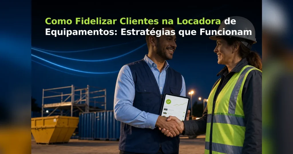 Gestor de locadora de equipamentos aperta a mão de cliente fiel, selando renovação de contrato