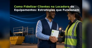 Gestor de locadora de equipamentos aperta a mão de cliente fiel, selando renovação de contrato