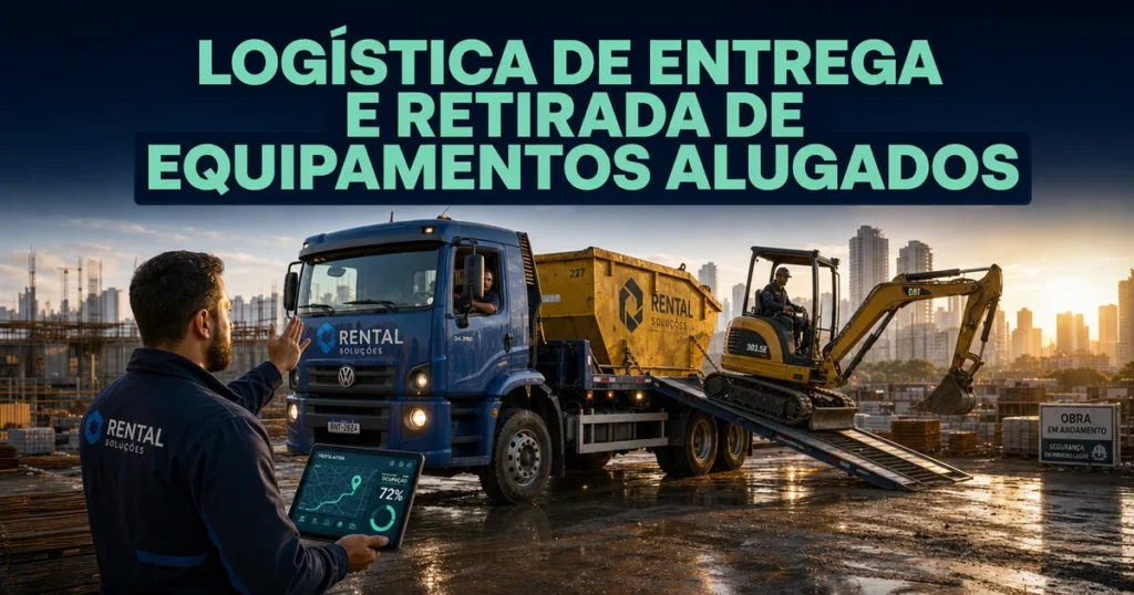 Logística de entrega e retirada de equipamentos alugados em obra com rastreamento por app